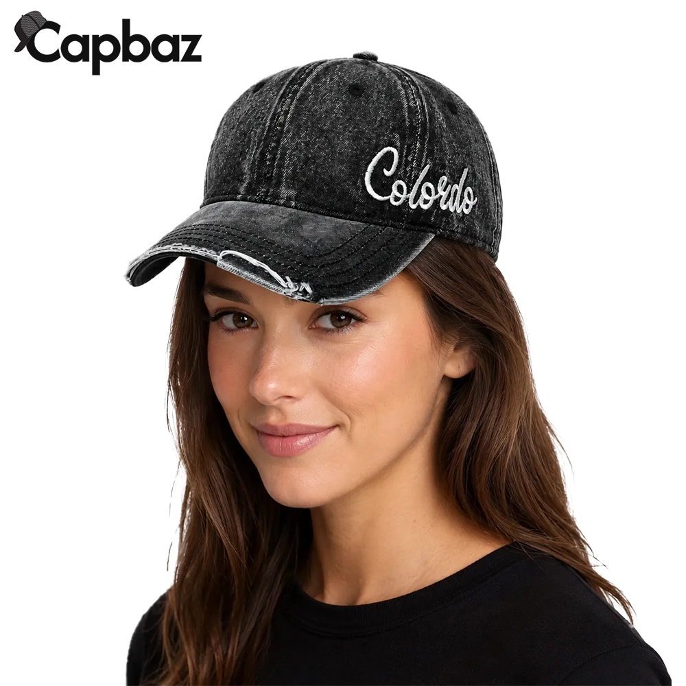 کلاه مدل بیسبالی مشکی جین طرح Colorado